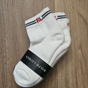 Ralph Lauren White Athletic Socks with Black Stripes